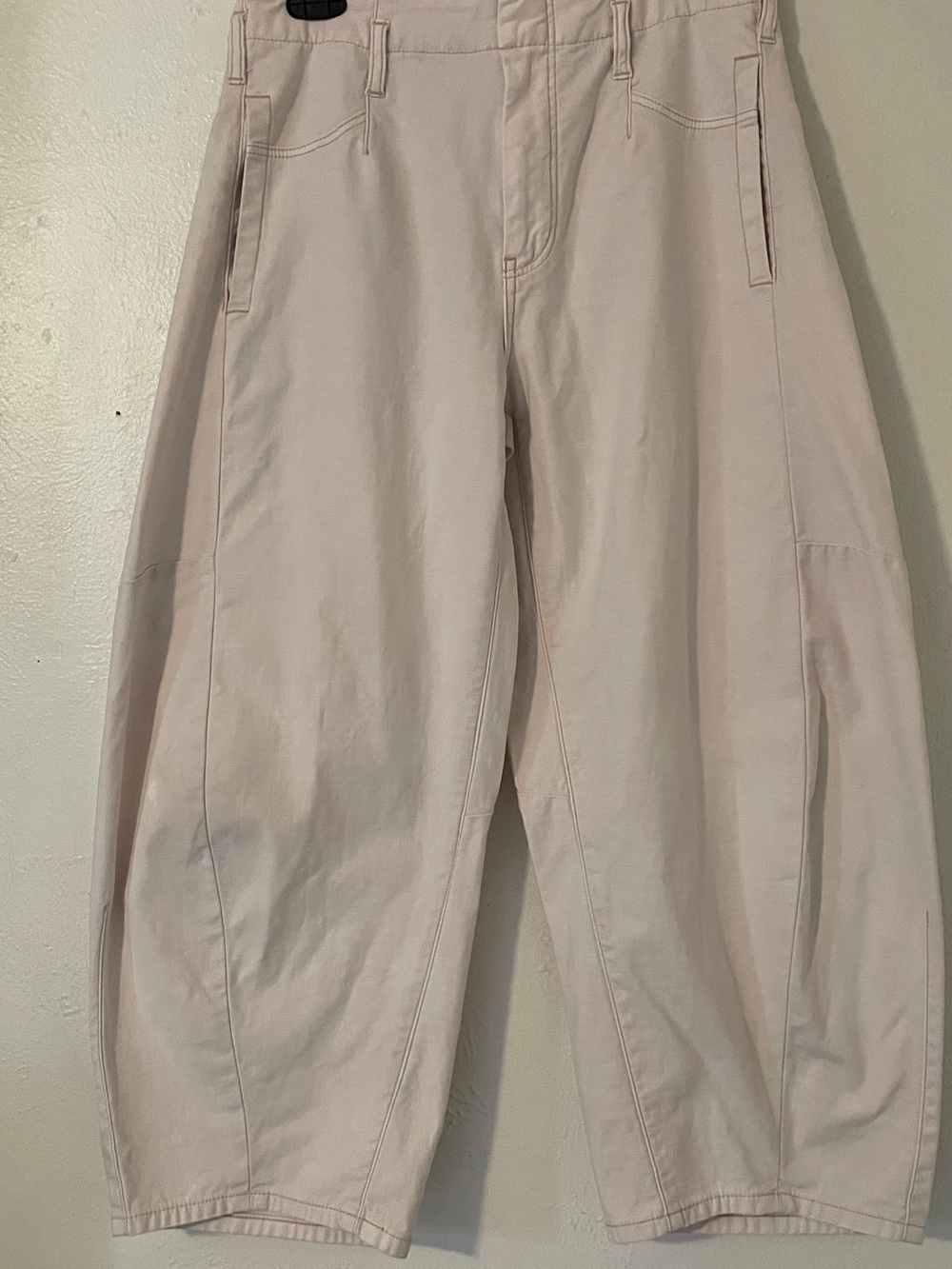 Pilcro Anthropologie Soft Barrel Leg Utility Chino Pants Ecru Crop 27 - Picture 10 of 10